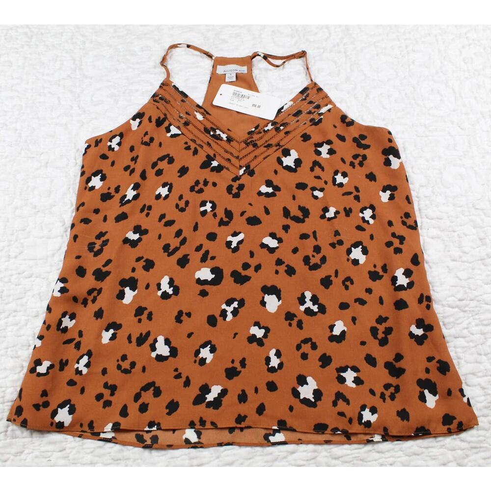 NWT Allison Joy Leopard Racerback spaghetti strap cami with adjustable straps